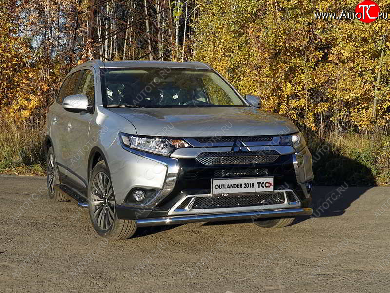 17 999 р. Защита переднего бампера нижняя d60,3 мм ТСС Тюнинг  Mitsubishi Outlander  GF (2018-2022) 3-ий рестайлинг (нержавейка)  с доставкой в г. Владивосток