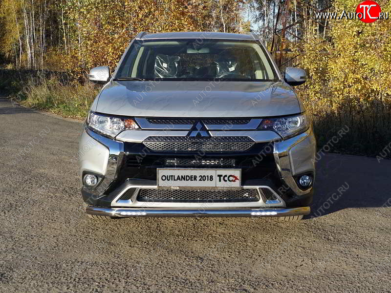 33 999 р. Защита переднего бампера нижняя с ДХО 60,3 мм ТСС Тюнинг Mitsubishi Outlander GF 3-ий рестайлинг (2018-2022) (нержавейка)  с доставкой в г. Владивосток