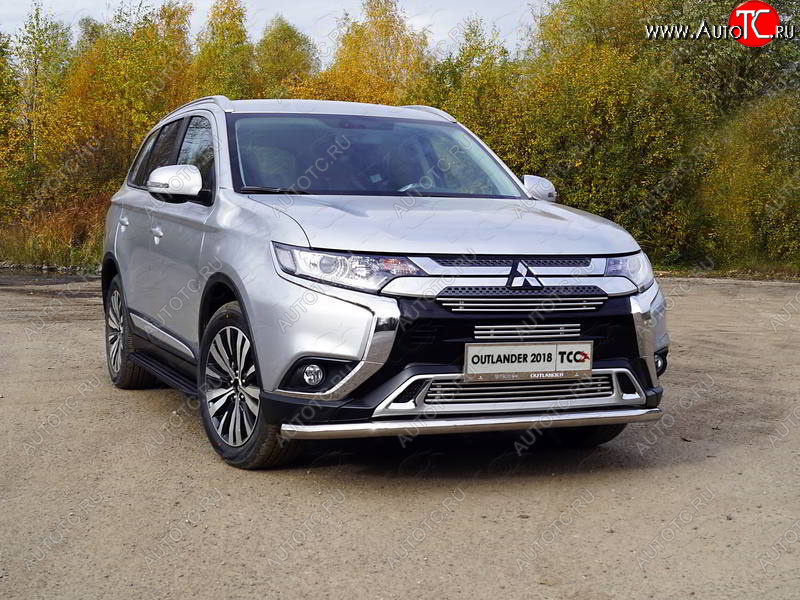 22 999 р. Защита передняя нижняя длинная 60,3 мм ТСС Тюнинг Mitsubishi Outlander GF 3-ий рестайлинг (2018-2022) (нержавейка)  с доставкой в г. Владивосток