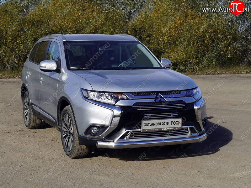 23 599 р. Защита переднего бампера нижняя овальная 75*42 мм ТСС Тюнинг Mitsubishi Outlander GF 3-ий рестайлинг (2018-2022) (нержавейка)  с доставкой в г. Владивосток