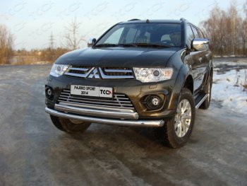 24 949 р. Защита передняя нижняя двойная 76,1*75 мм ТСС Тюнинг  Mitsubishi Pajero Sport  PB (2013-2017) рестайлинг (нержавейка)  с доставкой в г. Владивосток. Увеличить фотографию 1