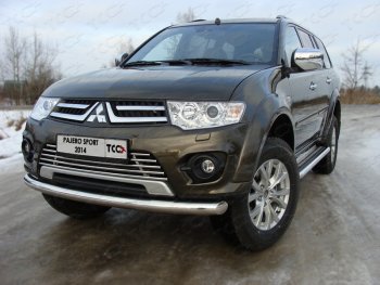 Защита переднего бампера нижняя 76,1 мм ТСС Тюнинг Mitsubishi Pajero Sport PB рестайлинг (2013-2017) ()