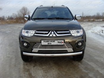 9 349 р. Декоративная вставка решетки радиатора ТСС Тюнинг  Mitsubishi Pajero Sport  PB (2013-2017) рестайлинг (d 16 мм)  с доставкой в г. Владивосток. Увеличить фотографию 1