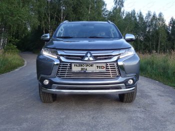 21 899 р. Защита переднего бампера нижняя овальная 75*42 мм ТСС Тюнинг  Mitsubishi Pajero Sport  PB (2013-2017) рестайлинг (нержавейка)  с доставкой в г. Владивосток. Увеличить фотографию 1