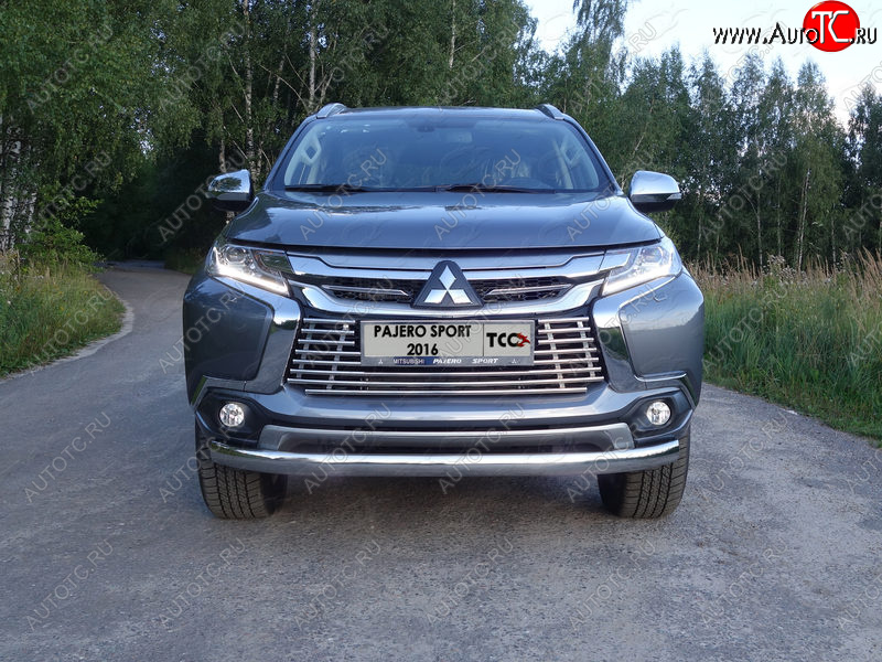 21 899 р. Защита переднего бампера нижняя овальная 75*42 мм ТСС Тюнинг  Mitsubishi Pajero Sport  PB (2013-2017) рестайлинг (нержавейка)  с доставкой в г. Владивосток