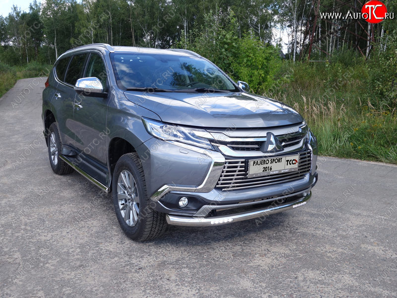 38 949 р. Защита переднего бампера нижняя с ДХО 76,1 мм ТСС Тюнинг  Mitsubishi Pajero Sport  QE (2015-2021) дорестайлинг (нержавейка)  с доставкой в г. Владивосток