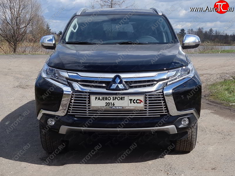 9 349 р. Декоративная вставка решетки радиатора ТСС Тюнинг  Mitsubishi Pajero Sport  QE (2015-2021) дорестайлинг (d 12 мм)  с доставкой в г. Владивосток