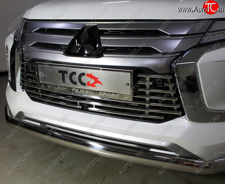 10 599 р. Декоративная вставка переднего бампера ТСС Тюнинг  Mitsubishi Pajero Sport  QF (2019-2022) рестайлинг (d 16 мм)  с доставкой в г. Владивосток