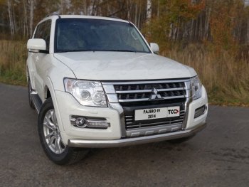 9 349 р. Декоративная вставка решетки радиатора ТСС Тюнинг  Mitsubishi Pajero  4 V90 (2014-2020) 2-ой рестайлинг (d 16 мм)  с доставкой в г. Владивосток. Увеличить фотографию 1