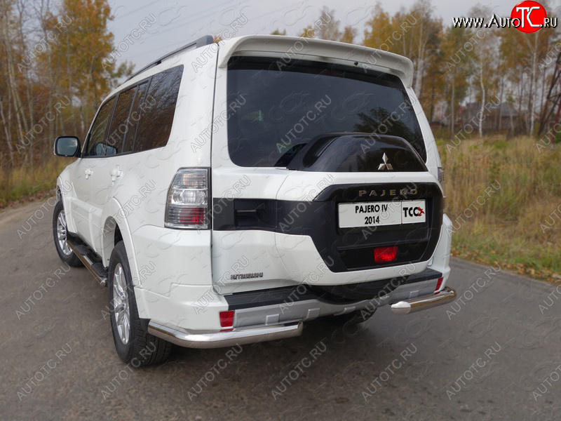 22 999 р. Защита задняя (уголки, нержавейка 76,1 мм) ТСС Тюнинг  Mitsubishi Pajero  4 V90 (2014-2020) 2-ой рестайлинг  с доставкой в г. Владивосток