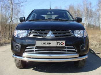 9 349 р. Декоративная вставка переднего бампера ТСС Тюнинг  Mitsubishi L200  4 (2013-2016)  рестайлинг (d 16 мм)  с доставкой в г. Владивосток. Увеличить фотографию 1