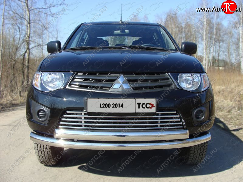 9 349 р. Декоративная вставка переднего бампера ТСС Тюнинг  Mitsubishi L200  4 (2013-2016)  рестайлинг (d 16 мм)  с доставкой в г. Владивосток