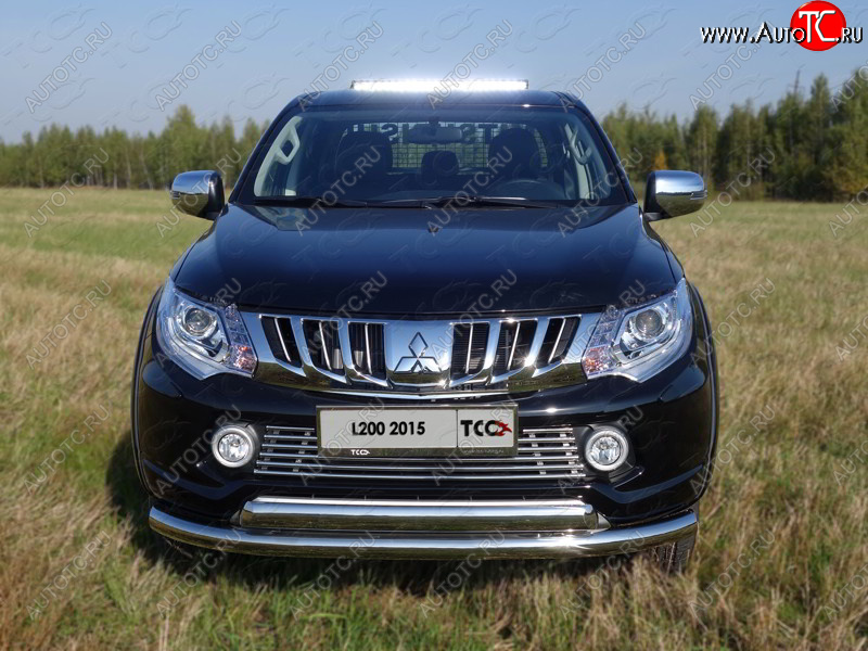 9 999 р. Декоративная вставка решетки радиатора ТСС Тюнинг  Mitsubishi L200  5 KK,KL (2015-2019) дорестайлинг (d 16 мм)  с доставкой в г. Владивосток