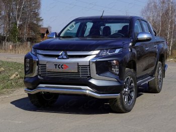 Защита переднего бампера волна d76,1 мм ТСС Тюнинг Mitsubishi (Митсубиси) L200 (л)  5 KK,KL (2018-2022) 5 KK,KL рестайлинг  (нержавейка)