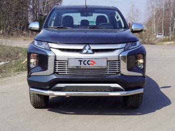 Защита переднего бампера нижняя с ДХО 76,1 мм ТСС Тюнинг Mitsubishi (Митсубиси) L200 (л)  5 KK,KL (2018-2022) 5 KK,KL рестайлинг  (нержавейка)