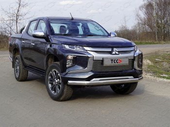 Защита переднего бампера нижняя овальная75*42 мм ТСС Тюнинг Mitsubishi (Митсубиси) L200 (л)  5 KK,KL (2018-2022) 5 KK,KL рестайлинг  (нержавейка)