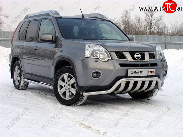 28 999 р. Защита переднего бампера нижняя 60,3*75 мм ТСС Тюнинг Nissan X-trail 2 T31 рестайлинг (2010-2015) (нержавейка)  с доставкой в г. Владивосток