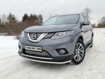 Защита переднего бампера нижняя 42,4 мм ТСС Тюнинг Nissan (Нисан) X-trail (Х-трейл)  3 T32 (2013-2018) 3 T32 дорестайлинг  (нержавейка)