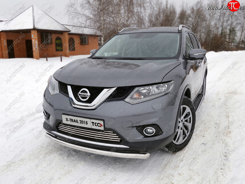 15 549 р. Защита передняя нижняя короткая 60,3 мм ТСС Тюнинг Nissan X-trail 3 T32 дорестайлинг (2013-2018) (нержавейка)  с доставкой в г. Владивосток