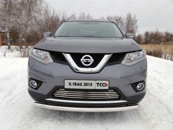 9 349 р. Нижняя декоративная вставка в бампер ТСС Тюнинг  Nissan X-trail  3 T32 (2013-2018) дорестайлинг (d 16 мм)  с доставкой в г. Владивосток. Увеличить фотографию 1