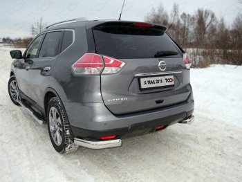 Защита задняя (уголки овальные, нержавейка 75х42 мм) ТСС Тюнинг Nissan (Нисан) X-trail (Х-трейл)  3 T32 (2013-2018) 3 T32 дорестайлинг ()