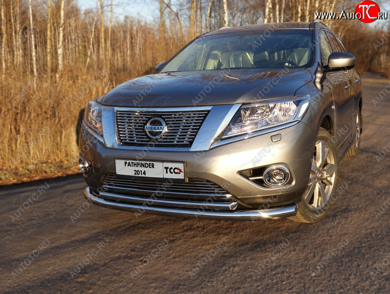 30 999 р.  Защита передняя нижняя двойная 76,1*50,8 мм Тюнинг  Nissan Pathfinder  R52 (2012-2017) дорестайлинг (нержавейка)  с доставкой в г. Владивосток