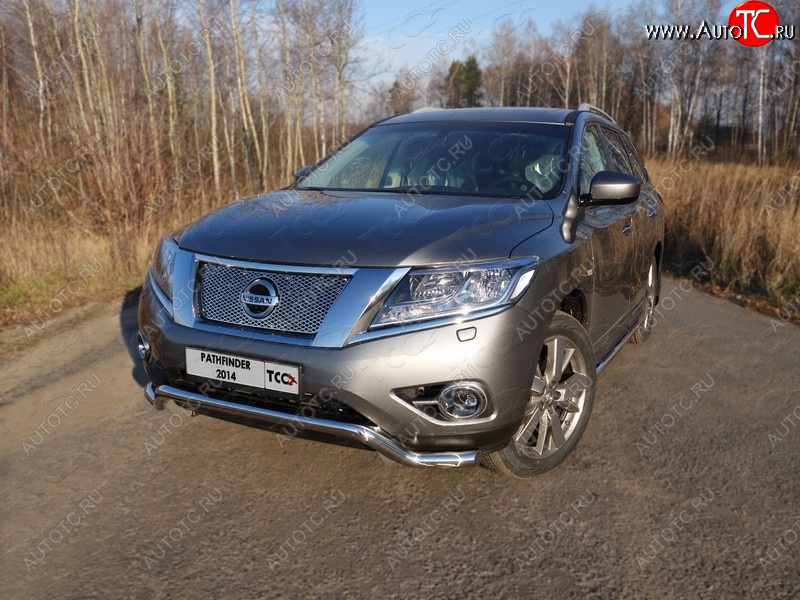 26 499 р. Защита переднего бампера кенгурин 60,3 мм ТСС Тюнинг  Nissan Pathfinder  R52 (2012-2017) дорестайлинг (нержавейка)  с доставкой в г. Владивосток