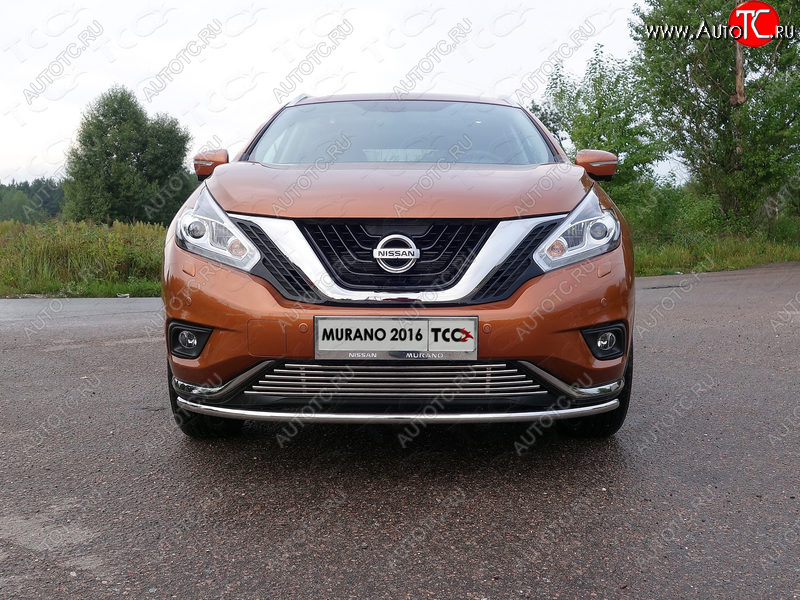 17 999 р. Защита переднего бампера нижняя d42,4 мм ТСС Тюнинг  Nissan Murano  3 Z52 (2015-2022) дорестайлинг (нержавейка)  с доставкой в г. Владивосток