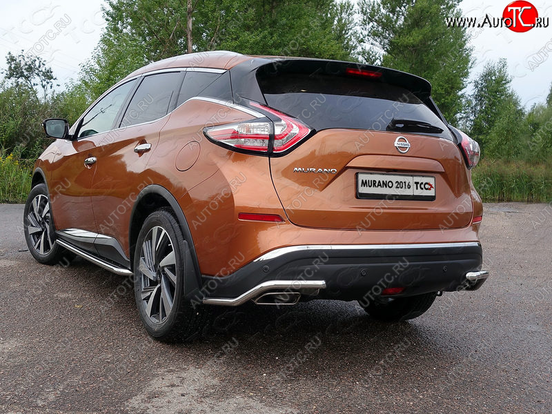 15 549 р. Защита заднего бампера (уголки, d42,4 мм) TCC Nissan Murano 3 Z52 дорестайлинг (2015-2022)  с доставкой в г. Владивосток