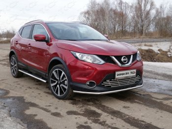 Защита переднего бампера нижняя 42,4 мм ТСС Тюнинг Nissan (Нисан) Qashqai (Кашкай)  2 (2013-2019) 2 J11 дорестайлинг  (нержавейка)