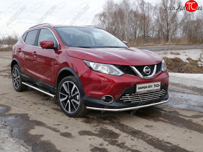 16 549 р. Защита переднего бампера нижняя 42,4 мм ТСС Тюнинг  Nissan Qashqai  2 (2013-2019) J11 дорестайлинг (нержавейка)  с доставкой в г. Владивосток