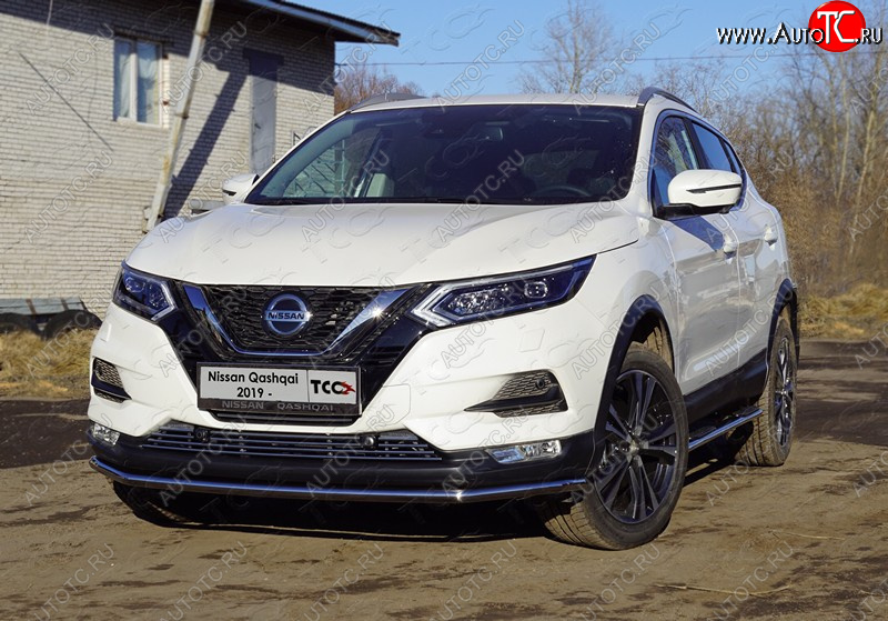 18 399 р. Защита переднего бампера нижняя 42,4 мм ТСС Тюнинг Nissan Qashqai 2 J11 рестайлинг (2017-2022) (нержавейка)  с доставкой в г. Владивосток