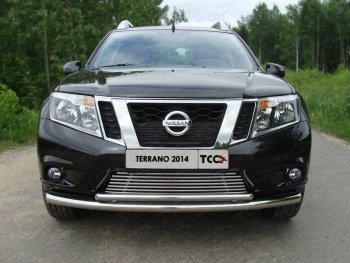 7 699 р. Декоративная вставка переднего бампера ТСС Тюнинг  Nissan Terrano  D10 (2013-2016) дорестайлинг (d 12 мм)  с доставкой в г. Владивосток. Увеличить фотографию 1