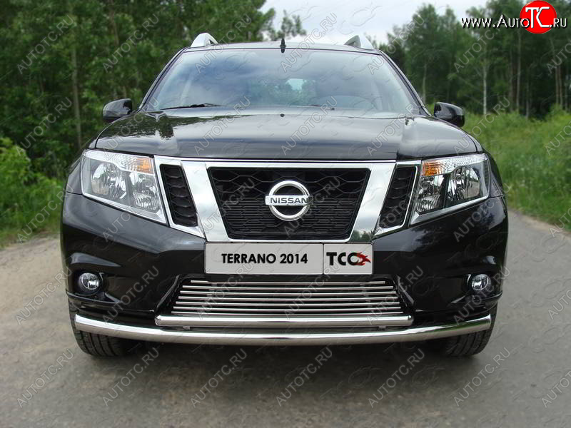 7 699 р. Декоративная вставка переднего бампера ТСС Тюнинг  Nissan Terrano  D10 (2013-2016) дорестайлинг (d 12 мм)  с доставкой в г. Владивосток