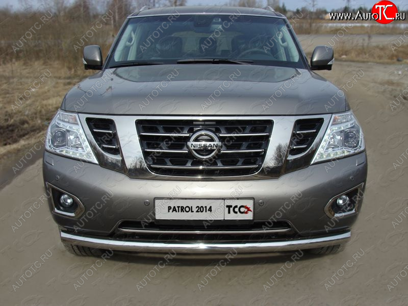 30 999 р. Защита переднего бампера нижняя 76,1 мм ТСС тюнинг  Nissan Patrol  6 (2014-2017) Y62 рестайлинг (нержавейка)  с доставкой в г. Владивосток