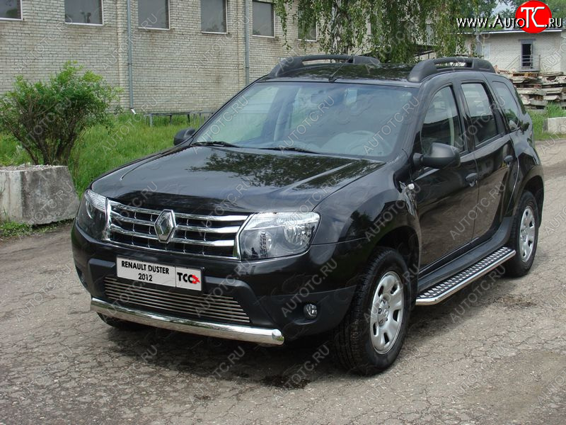 16 849 р. Защита передняя овальная короткая 75х42 мм ТСС Тюнинг  Renault Duster  HS (2010-2015) дорестайлинг (нержавейка)  с доставкой в г. Владивосток