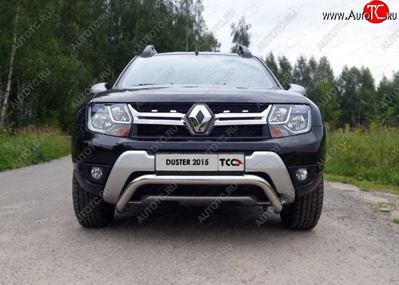 16 549 р. Защита переднего бампера кенгурин 60,3 мм ТСС Тюнинг  Renault Duster  HS (2015-2021) рестайлинг (нержавейка)  с доставкой в г. Владивосток