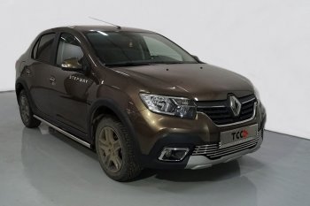 Защита порогов труба d42,4 мм ТСС Тюнинг Renault (Рено) Logan Stepway (Логан-степвэй) (2018-2024)  (серые)