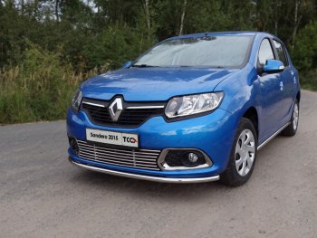 9 349 р. Нижняя декоративная вставка в бампер ТСС Тюнинг  Renault Sandero  (B8) (2014-2018) дорестайлинг (d 12 мм)  с доставкой в г. Владивосток. Увеличить фотографию 1