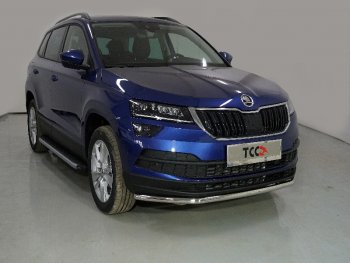 Защита переднего бампера нижняя d42,4 мм ТСС Тюнинг Skoda (Шкода) Karoq (Карог)  NU7 (2020-2024) NU7 рестайлинг  (нержавейка)