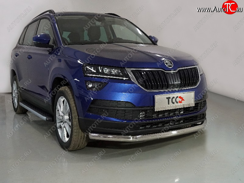 18 399 р. Защита переднего бампера нижняя d60,3 мм ТСС Тюнинг Skoda Karoq NU7 рестайлинг (2020-2024) (нержавейка)  с доставкой в г. Владивосток