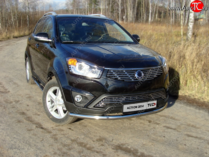 19 999 р. Защита переднего бампера нижняя d60,3 мм ТСС Тюнинг  SSANGYONG Actyon (2013-2021) рестайлинг (нержавейка)  с доставкой в г. Владивосток