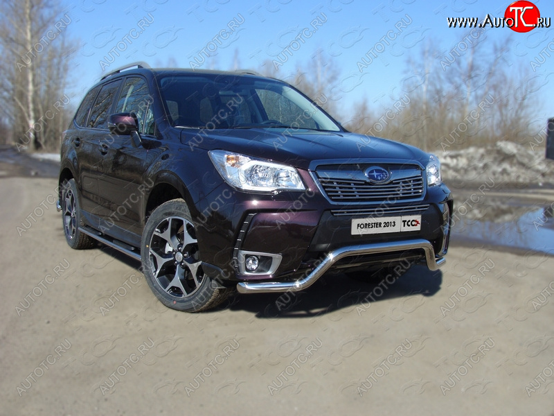 19 549 р. Защита переднего бампера кенгурин 60,3 мм ТСС Тюнинг  Subaru Forester  SJ (2012-2016) дорестайлинг (нержавейка)  с доставкой в г. Владивосток