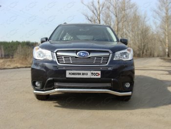 9 349 р. Верхняя декоративная вставка решетки радиатора ТСС Тюнинг  Subaru Forester  SJ (2012-2016) дорестайлинг (d 12 мм)  с доставкой в г. Владивосток. Увеличить фотографию 1