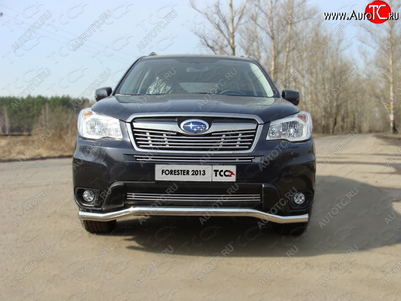 9 349 р. Верхняя декоративная вставка решетки радиатора ТСС Тюнинг  Subaru Forester  SJ (2012-2016) дорестайлинг (d 12 мм)  с доставкой в г. Владивосток