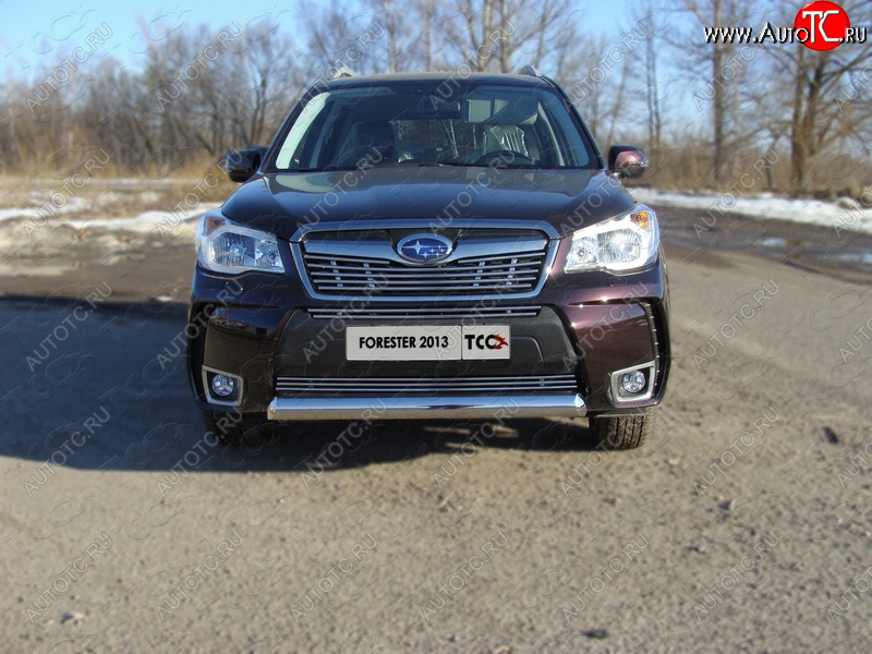 4 649 р. Нижняя декоративная вставка в бампер (спорт) ТСС Тюнинг  Subaru Forester  SJ (2012-2016) дорестайлинг (d 12 мм)  с доставкой в г. Владивосток