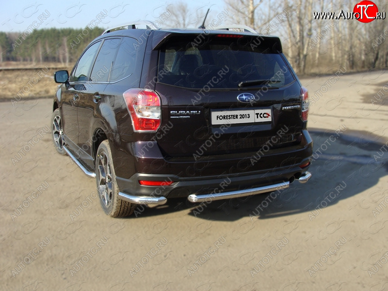 18 699 р. Защита заднего бампера (уголки, d60,3 мм) TCC  Subaru Forester  SJ (2012-2016) дорестайлинг  с доставкой в г. Владивосток