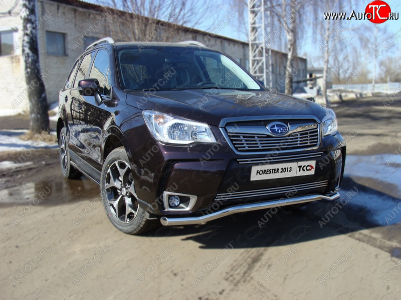 21 799 р. Защита переднего бампера нижняя d60,3 мм ТСС Тюнинг Subaru Forester SJ дорестайлинг (2012-2016) (нержавейка)  с доставкой в г. Владивосток