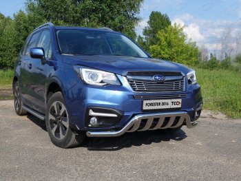 9 349 р. Верхняя декоративная вставка решетки радиатора ТСС Тюнинг  Subaru Forester  SJ (2016-2019) рестайлинг (d 12 мм)  с доставкой в г. Владивосток. Увеличить фотографию 1