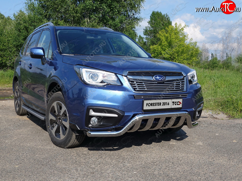 9 349 р. Верхняя декоративная вставка решетки радиатора ТСС Тюнинг  Subaru Forester  SJ (2016-2019) рестайлинг (d 12 мм)  с доставкой в г. Владивосток